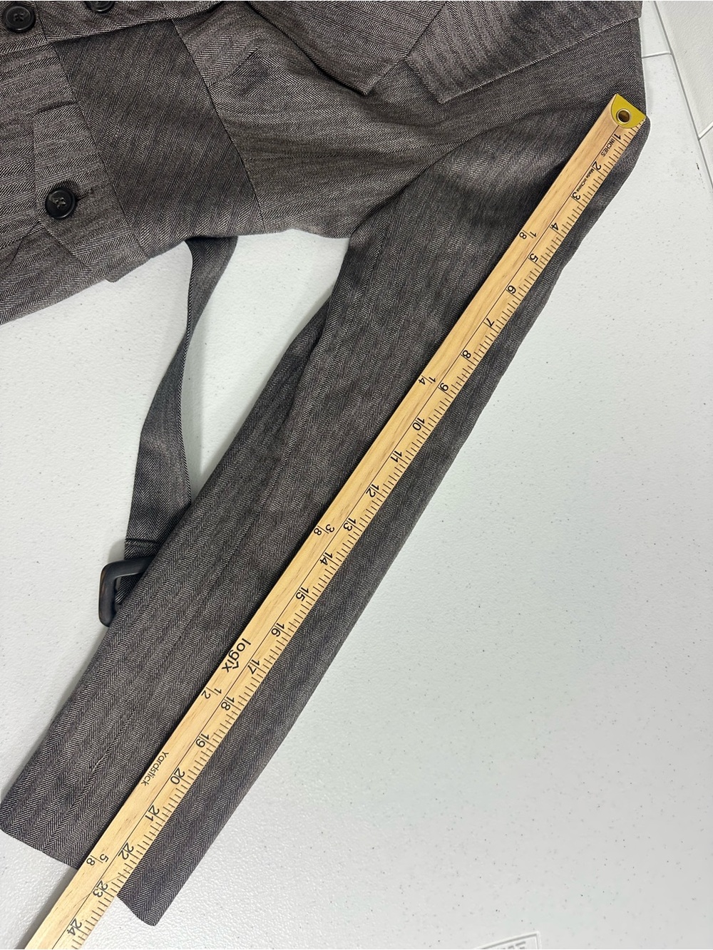 NWT The Limited Wz 2 Womens Blazer Herringbone Belted Brown 3 Button Stretch - Picture 14 of 15